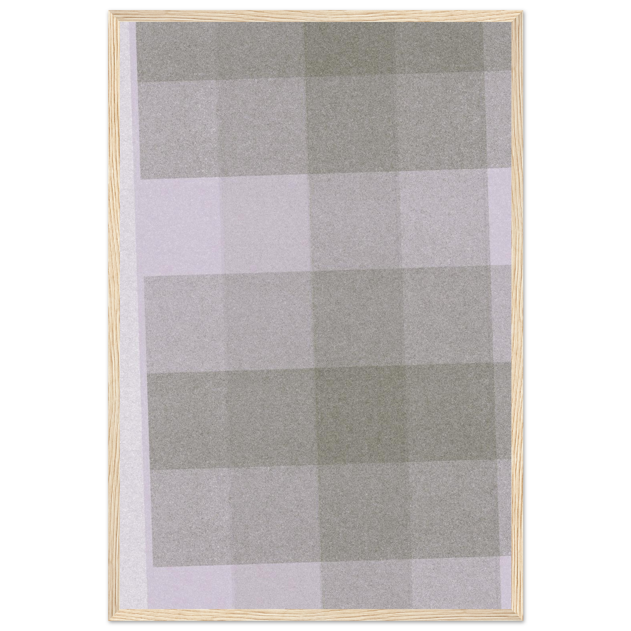 Geometric abstract print with purple and brown offset checkered grid, modern minimalist kitchen wall art, framed