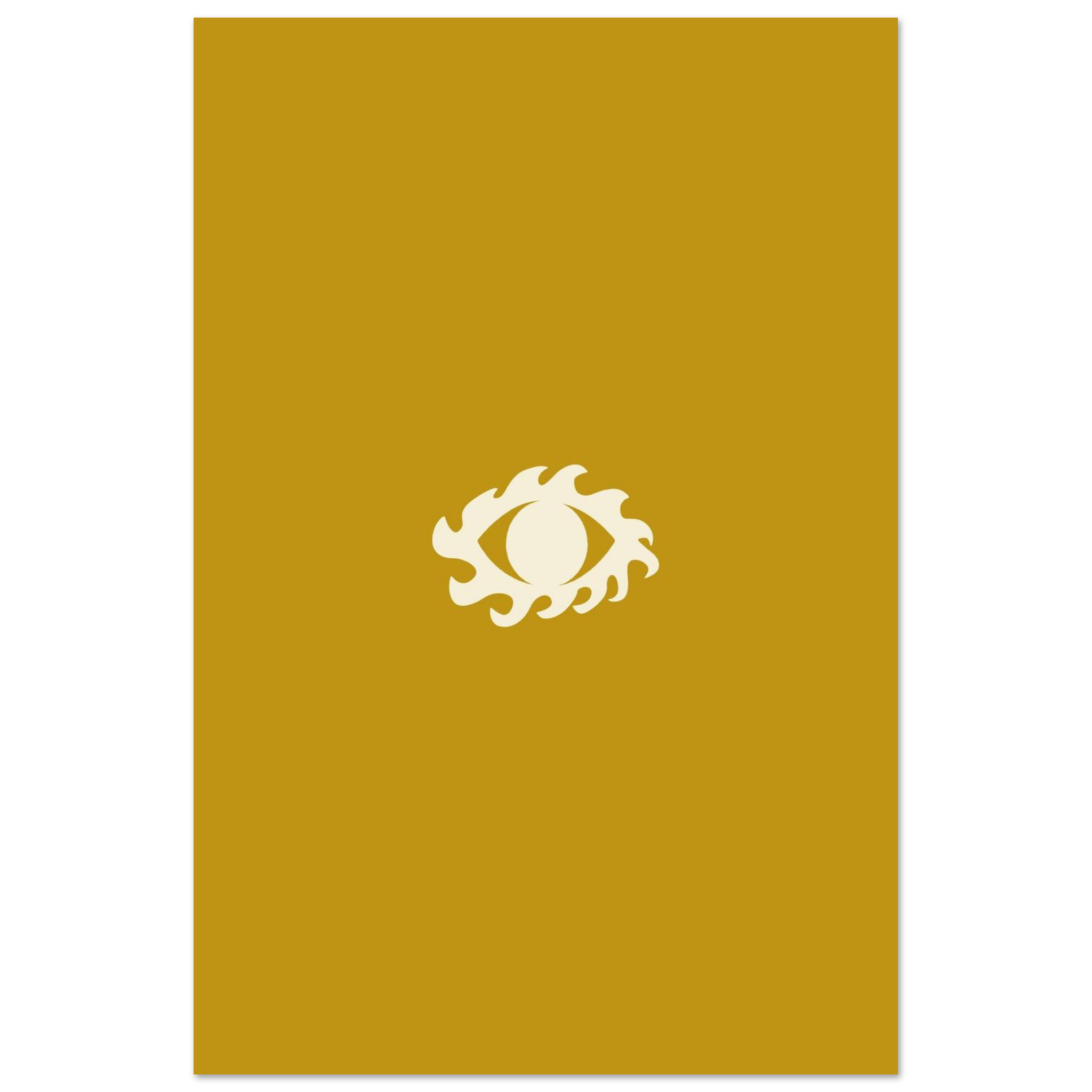 Minimalist illustrated eye print in gold and cream with wave-like shapes, sunny modern wall art